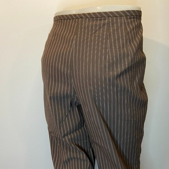TALBOTS Petites Women's Brown Double Pinstripe Lined Pant - Size 8P - NWT $118 - Picture 3 of 5